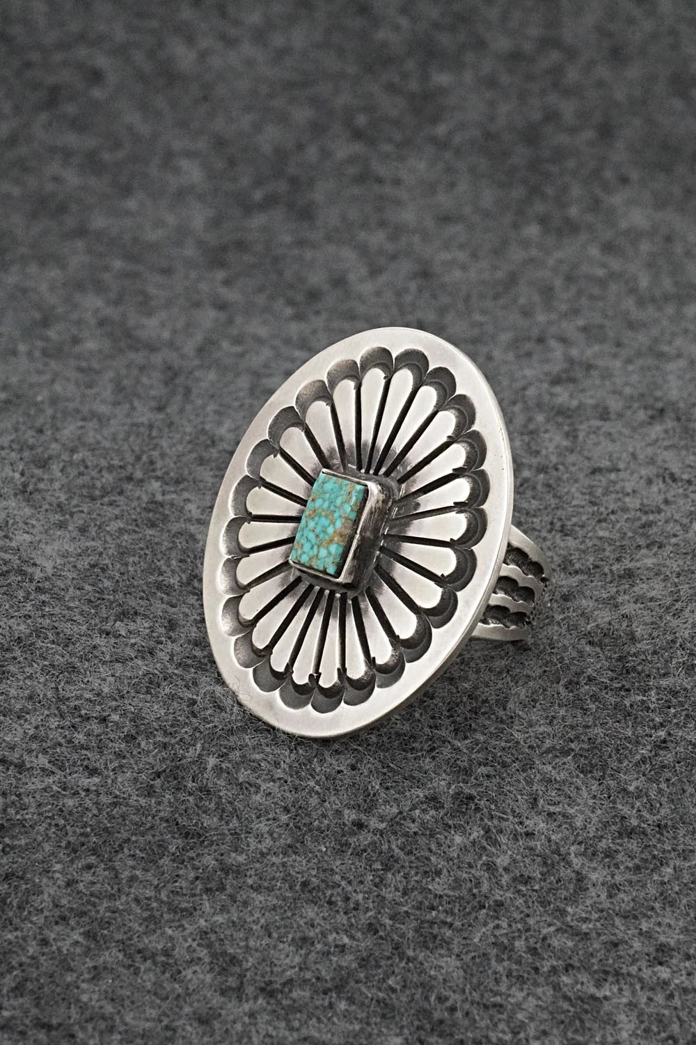 Turquoise & Sterling Silver Ring - Calvin Martinez - Size 8
