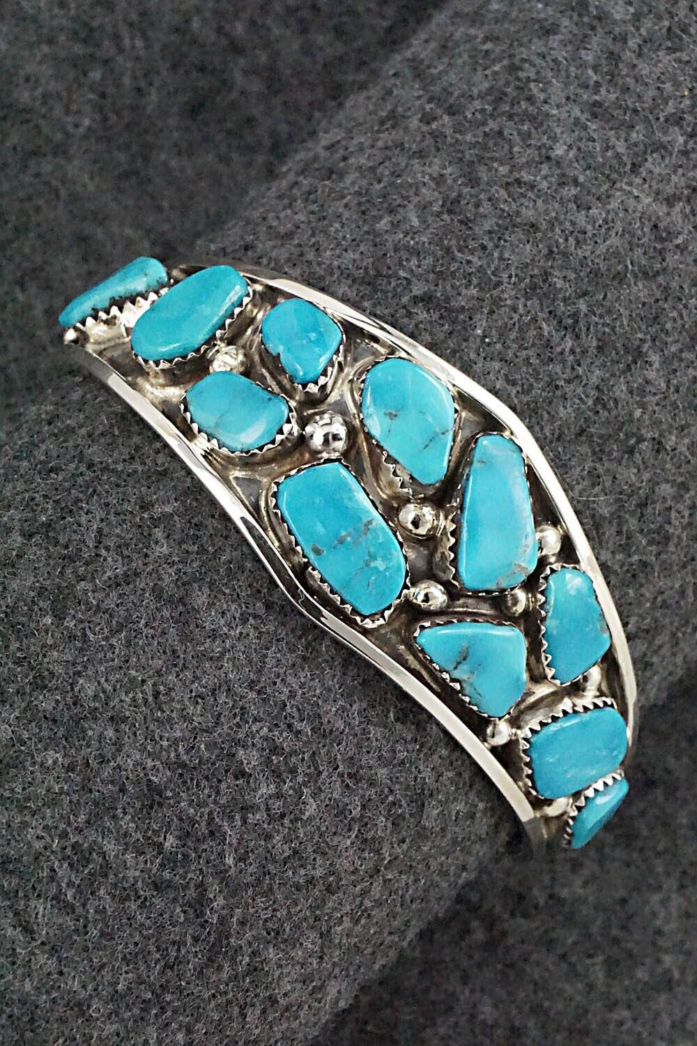 Turquoise & Sterling Silver Bracelet - Vangie Tsabetsaye