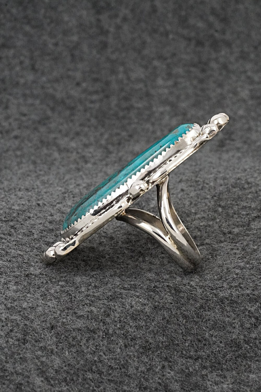 Turquoise & Sterling Silver Ring - Leslie Nez - Size 9.75