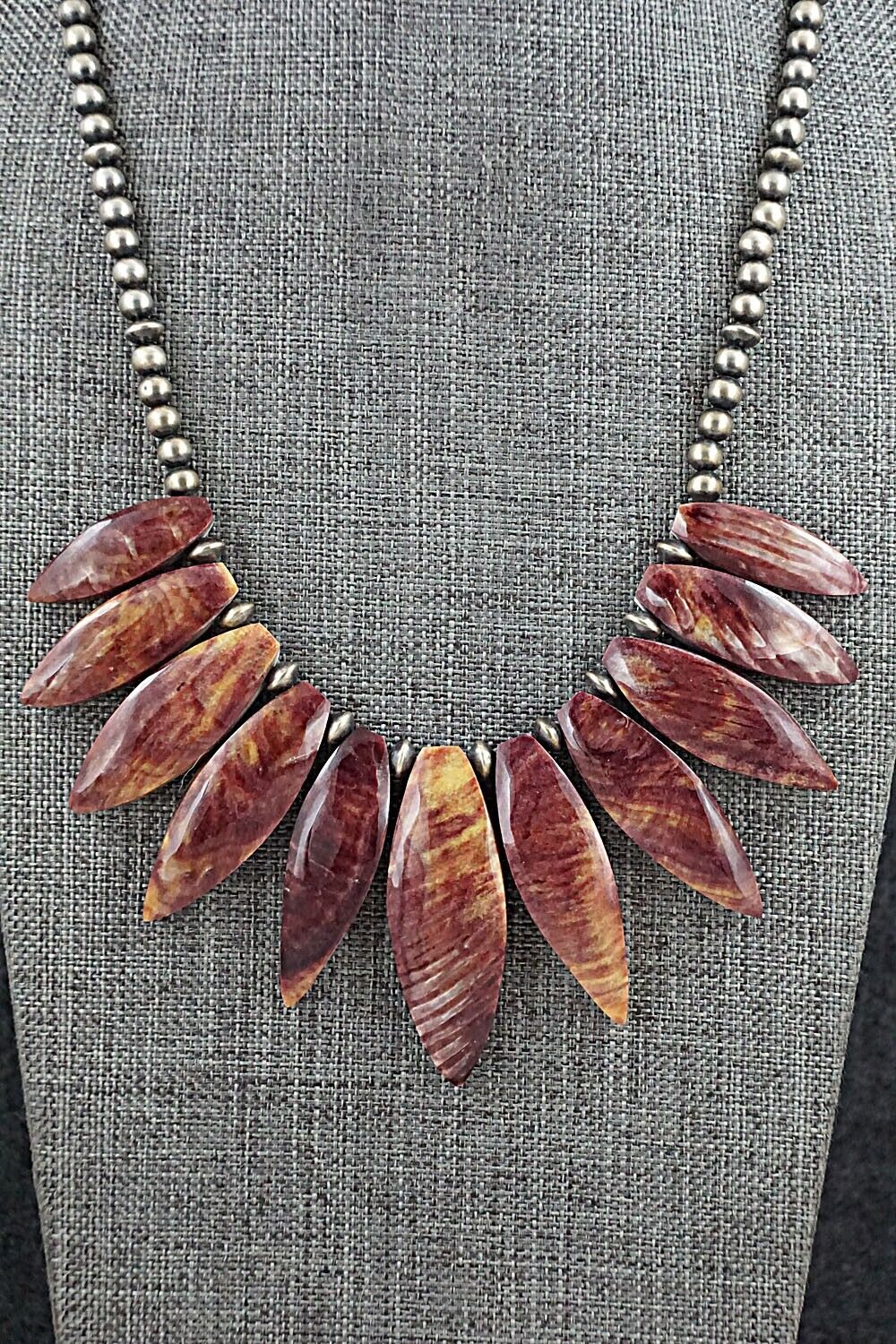 Spiny Oyster & Sterling Silver Necklace - Louise Joe