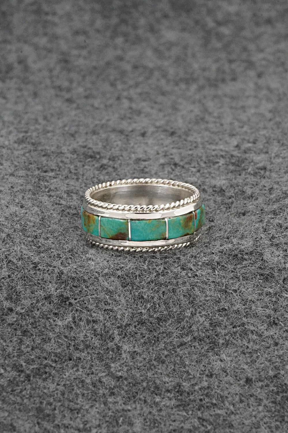 Turquoise & Sterling Silver Ring - Bruce Johnson - Size 8.5