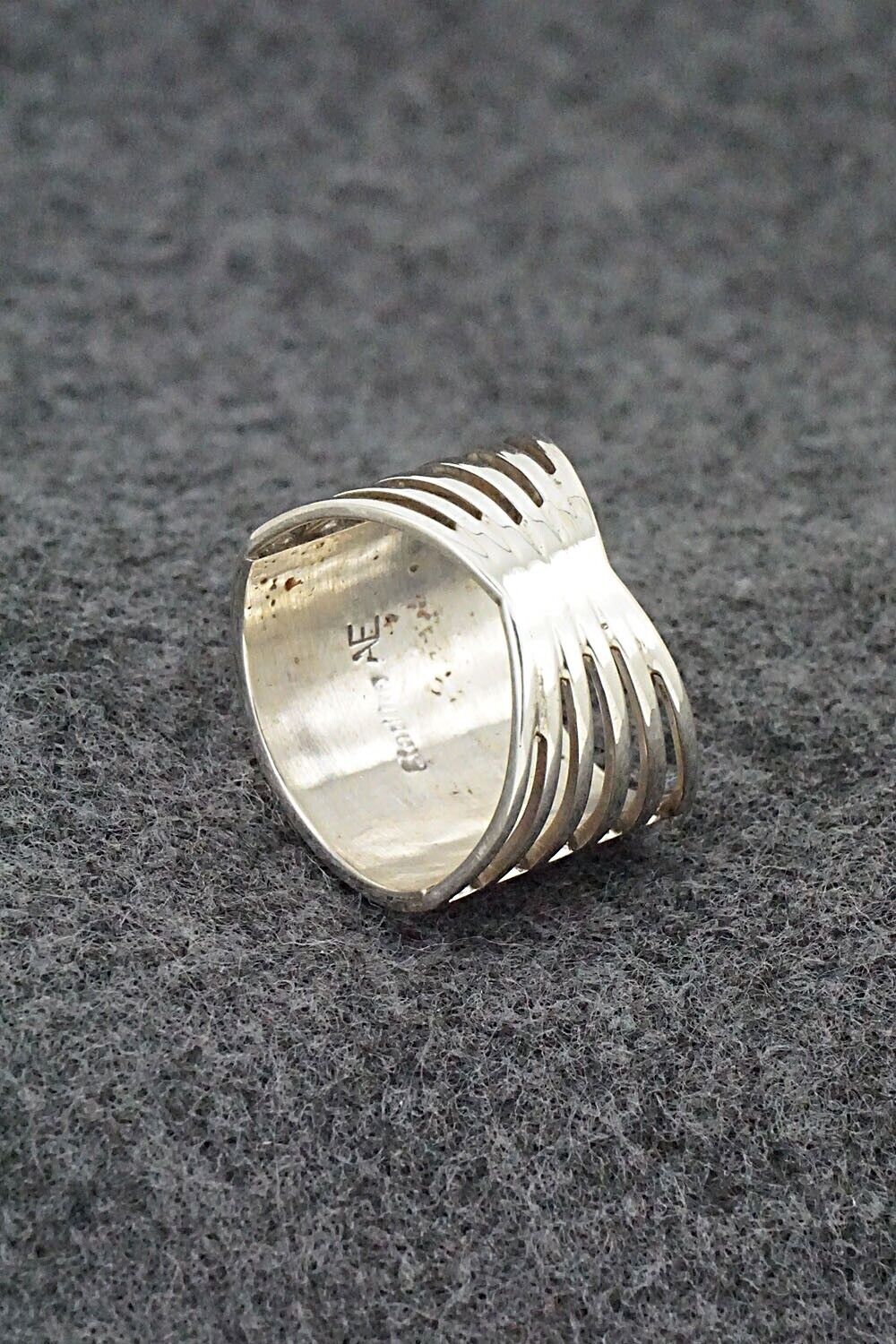 Coral & Sterling Silver Ring - Andrew Enrico - Size 7.5