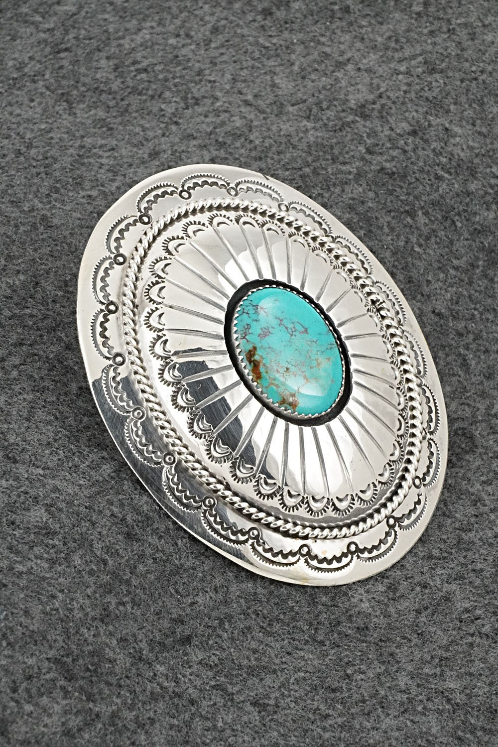Turquoise & Sterling Silver Belt Buckle - Wilbert Muskett Sr.