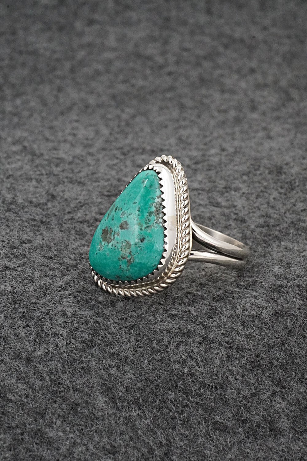 Turquoise & Sterling Silver Ring - Leslie Nez - Size 10.75