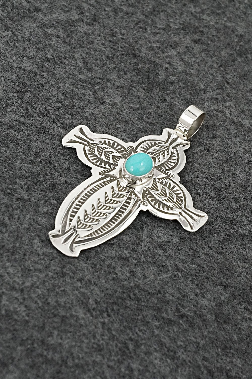 Turquoise & Sterling Silver Pendant - Arnold Blackgoat