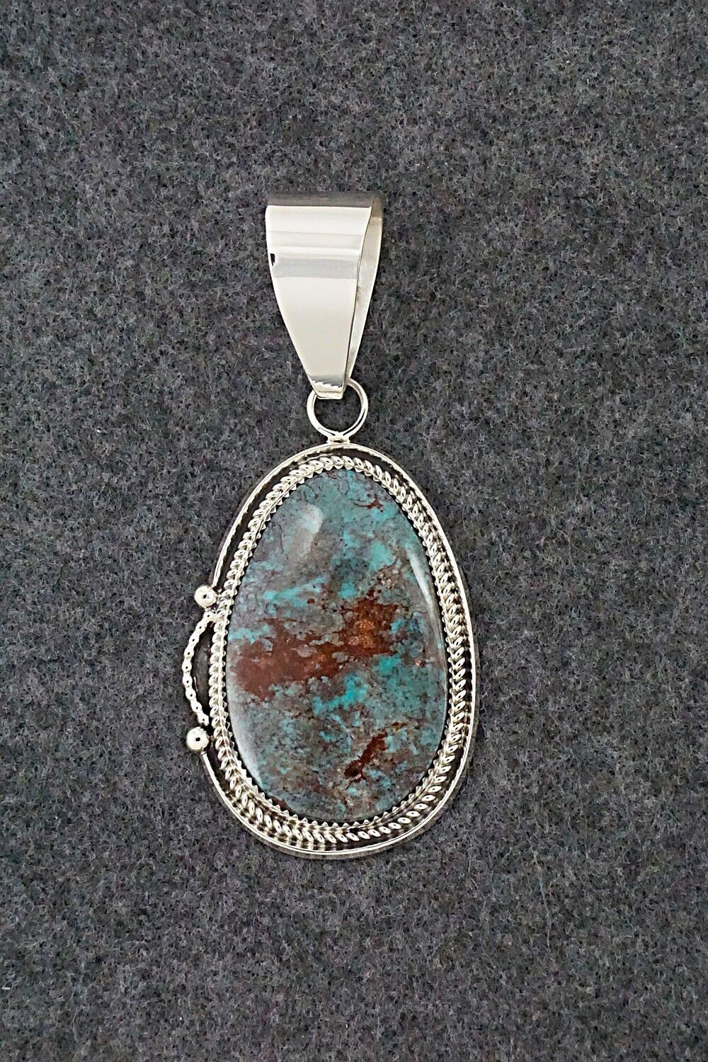 Turquoise and Sterling Silver Pendant - Leslie Nez