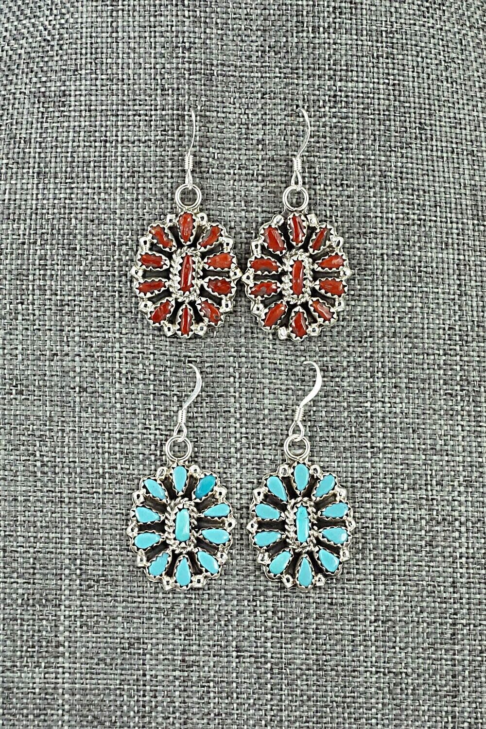Turquoise, Coral & Sterling Silver Squash Blossom Set - Elton Jones