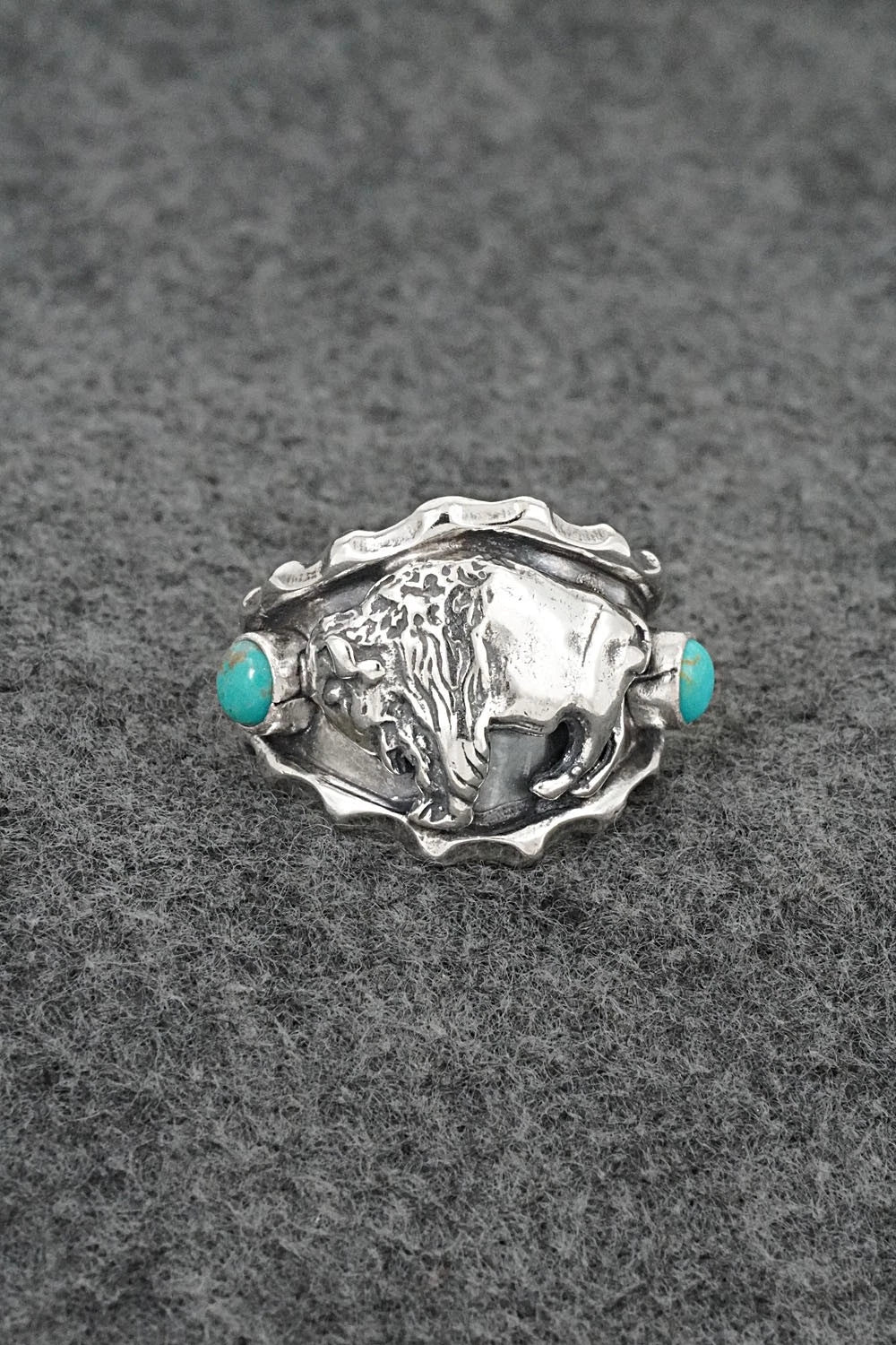 Turquoise & Sterling Silver Ring - Genevieve Francisco - Size 11.25