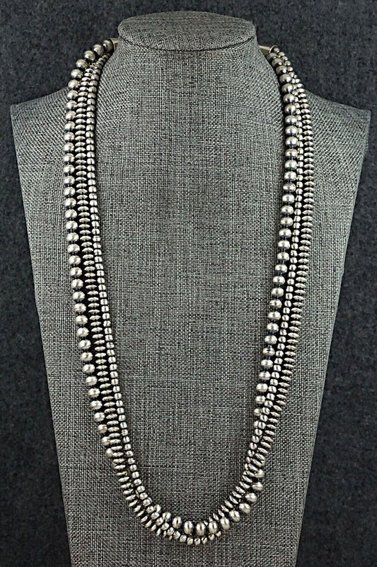 Sterling Silver Navajo Pearl Necklace 24" - Dorinda Mariano
