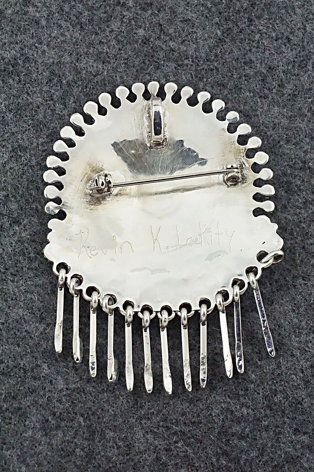 Turquoise & Sterling Silver Pendant/Pin - Kevin Leekity