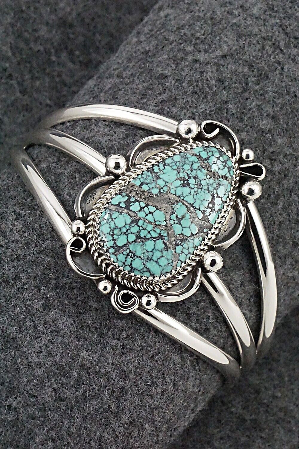Turquoise & Sterling Silver Bracelet - Leslie Nez