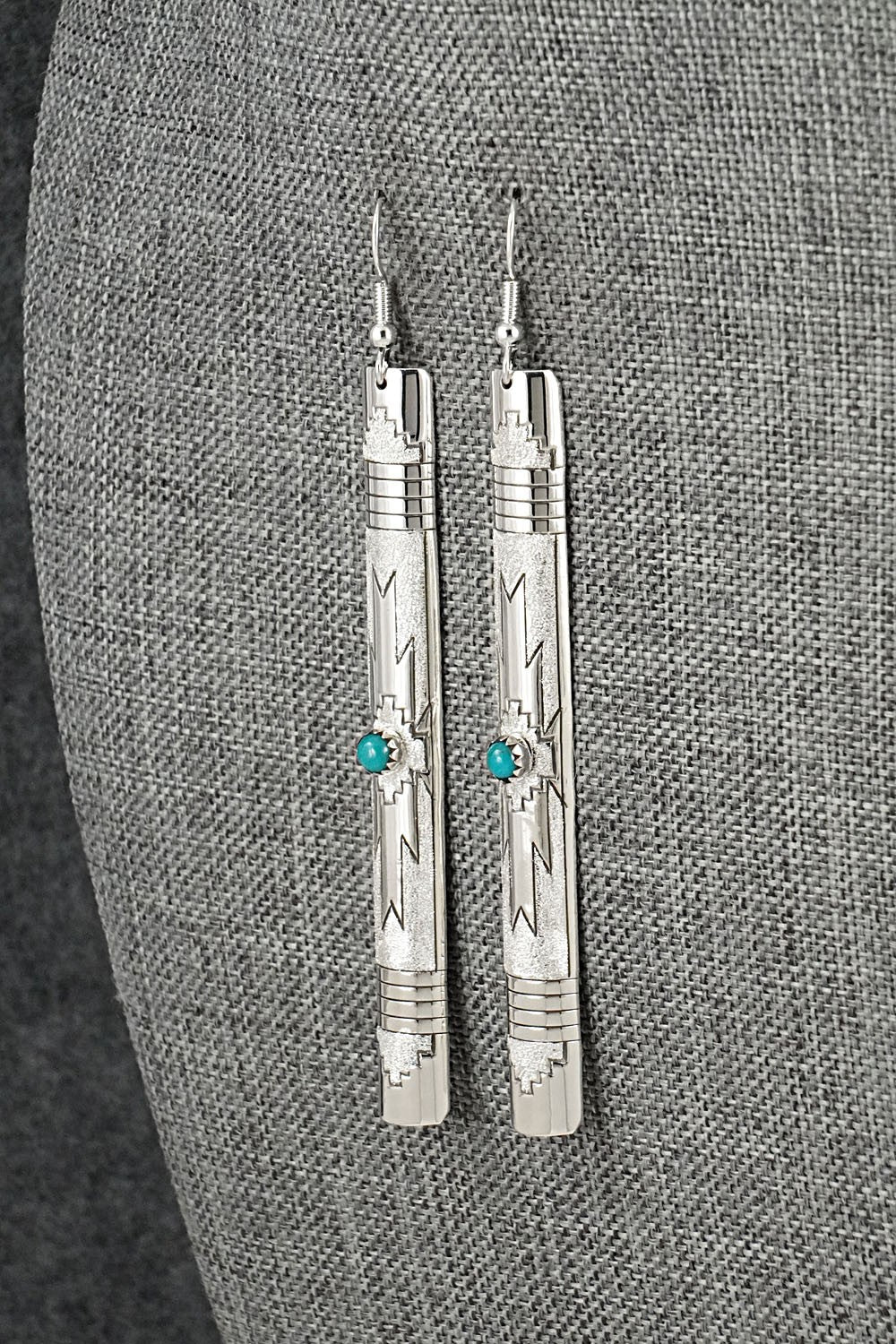 Turquoise & Sterling Silver Earrings - Zane Tahe