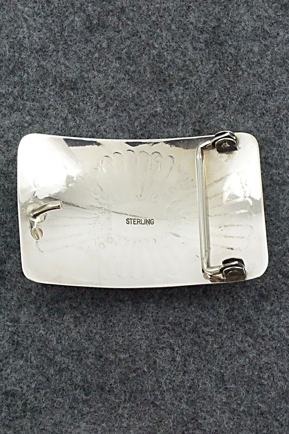 Turquoise, Coral & Sterling Silver Belt Buckle - Joann Silver