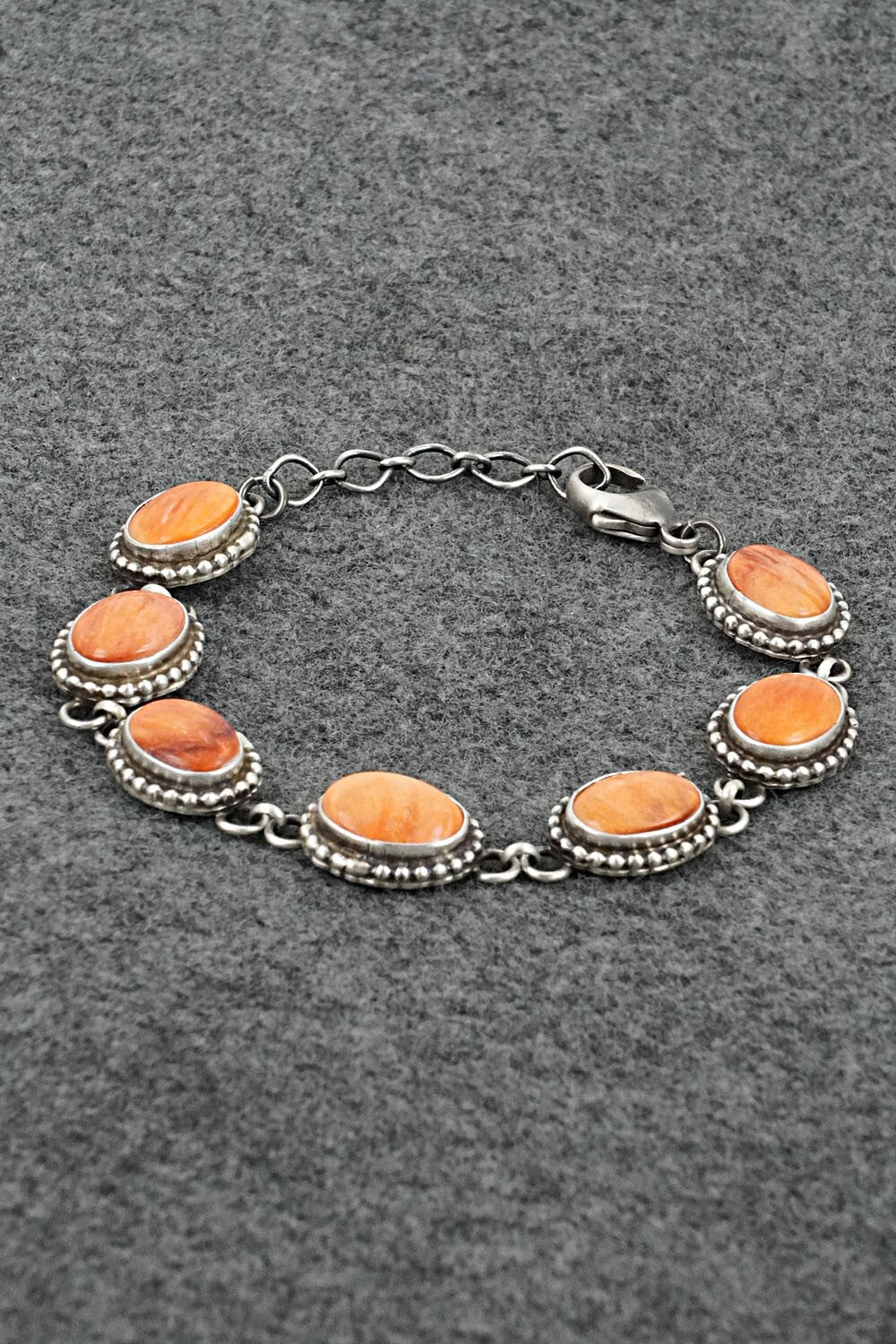 Spiny Oyster & Sterling Silver Link Bracelet - Kathleen Livingston