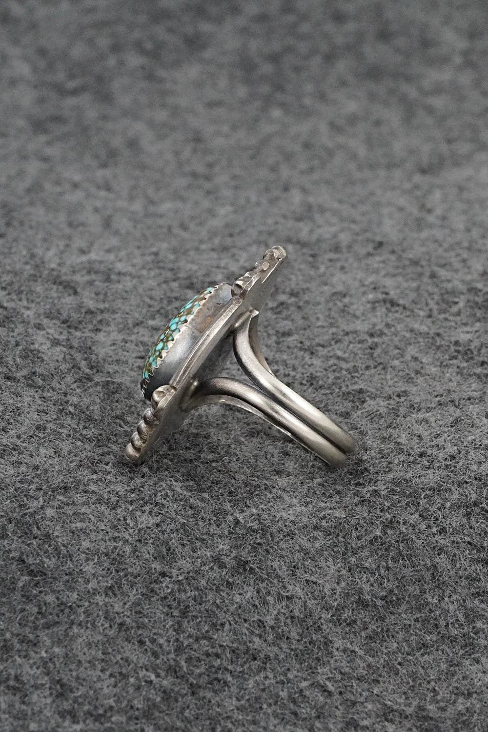 Turquoise & Sterling Silver Ring - Leslie Nez - Size 7