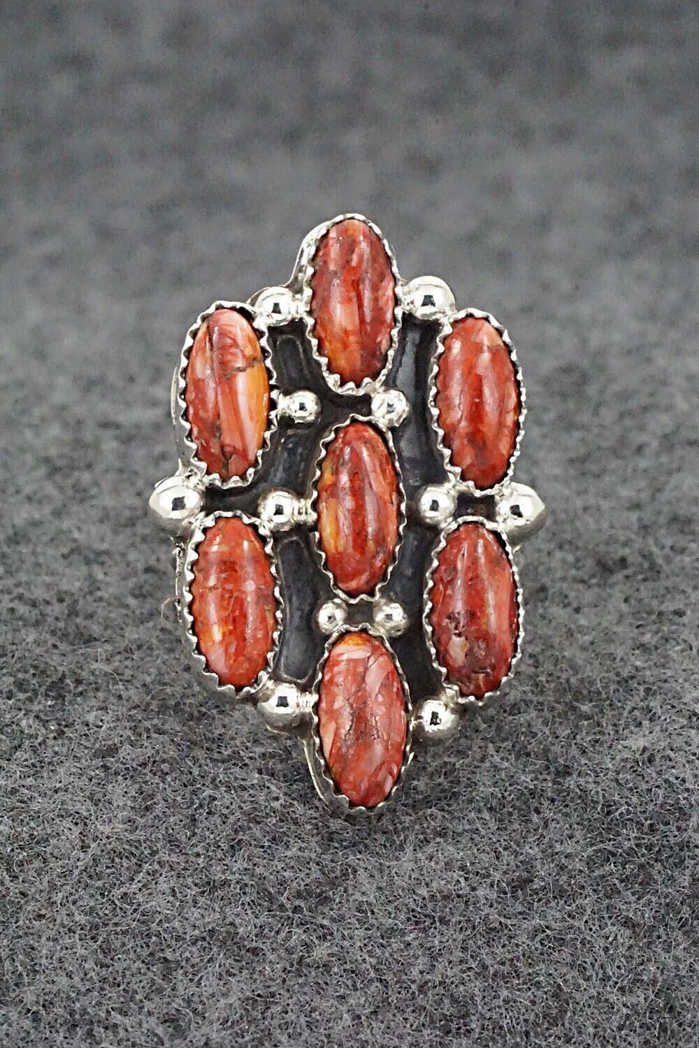 Spiny Oyster & Sterling Silver Ring - Roberta Begay - Size 8