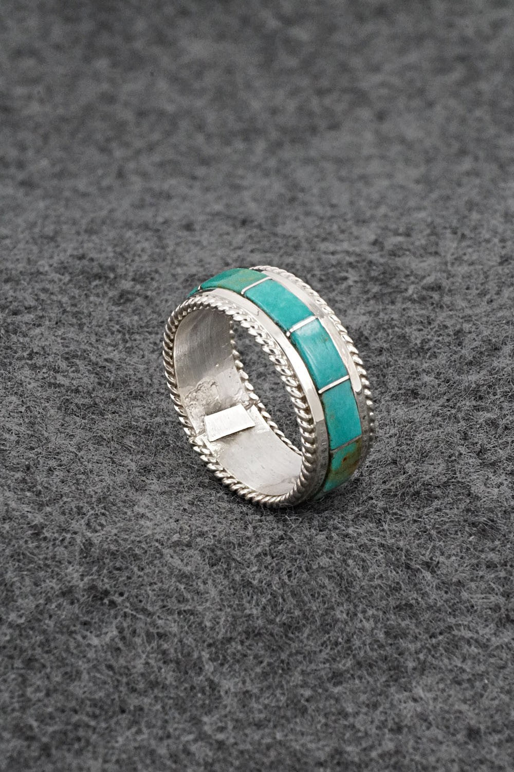 Turquoise & Sterling Silver Ring - Bruce Johnson - Size 8.5