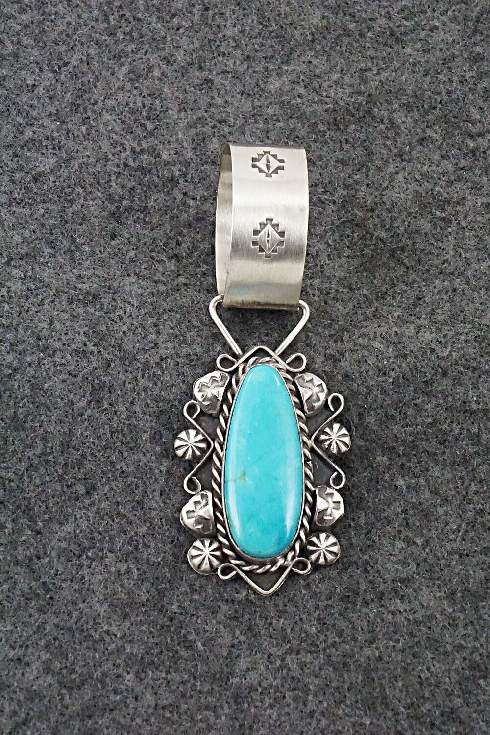 Turquoise and Sterling Silver Pendant - Wilson Dawes