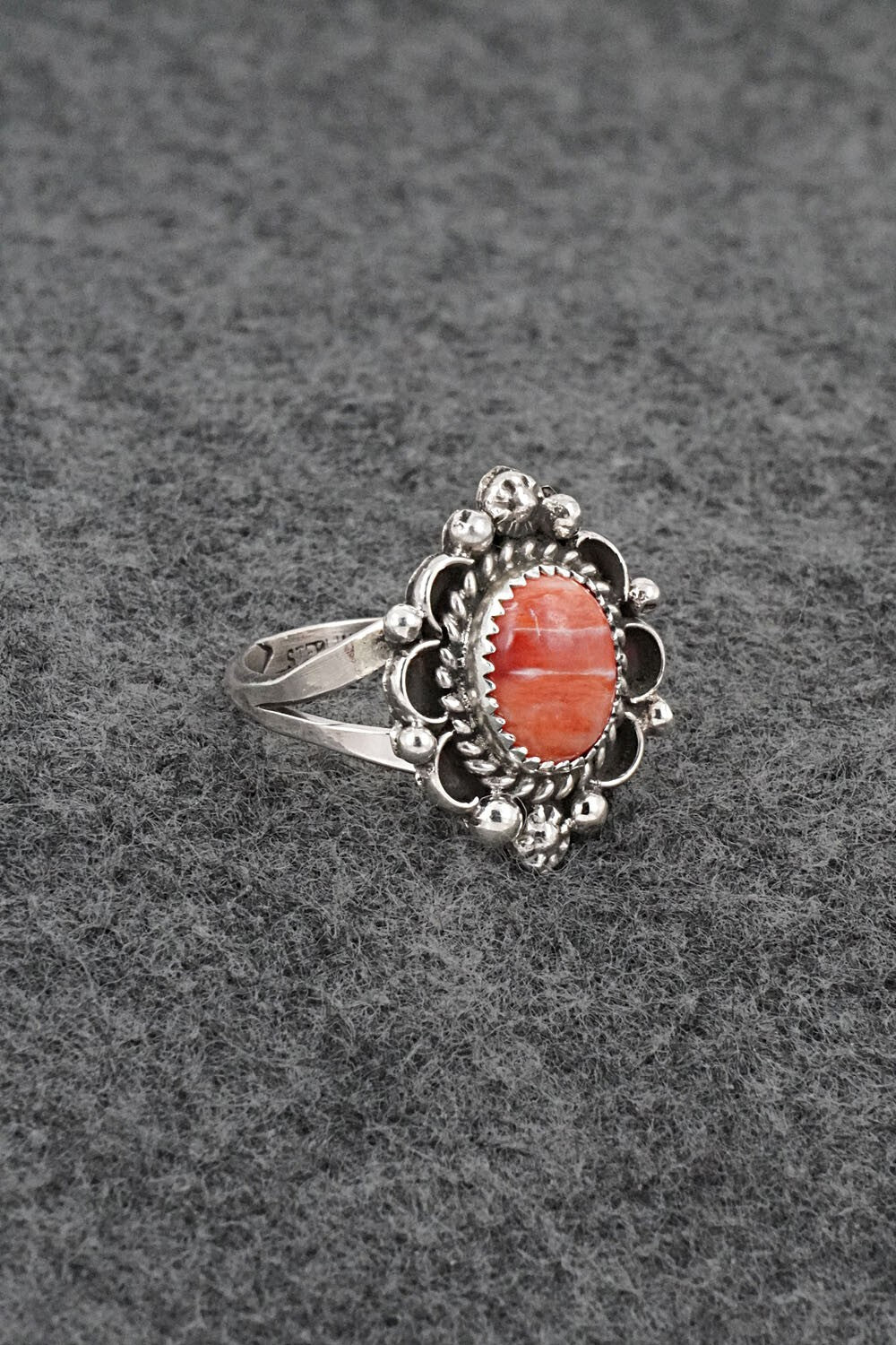 Spiny Oyster & Sterling Silver Ring - Frieda Martinez - Size 6.5