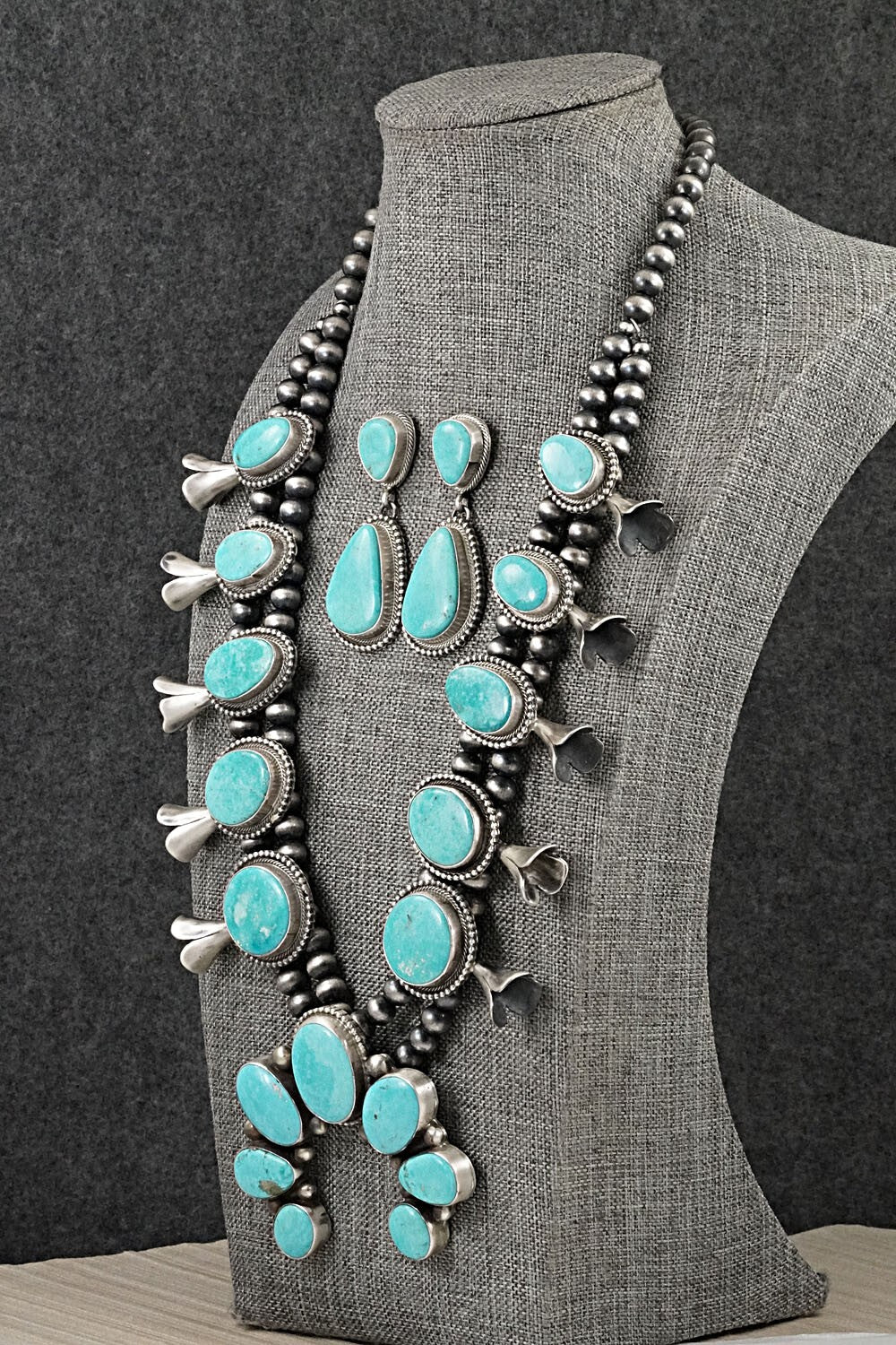 Turquoise & Sterling Silver Squash Blossom Set - Kathleen Chavez