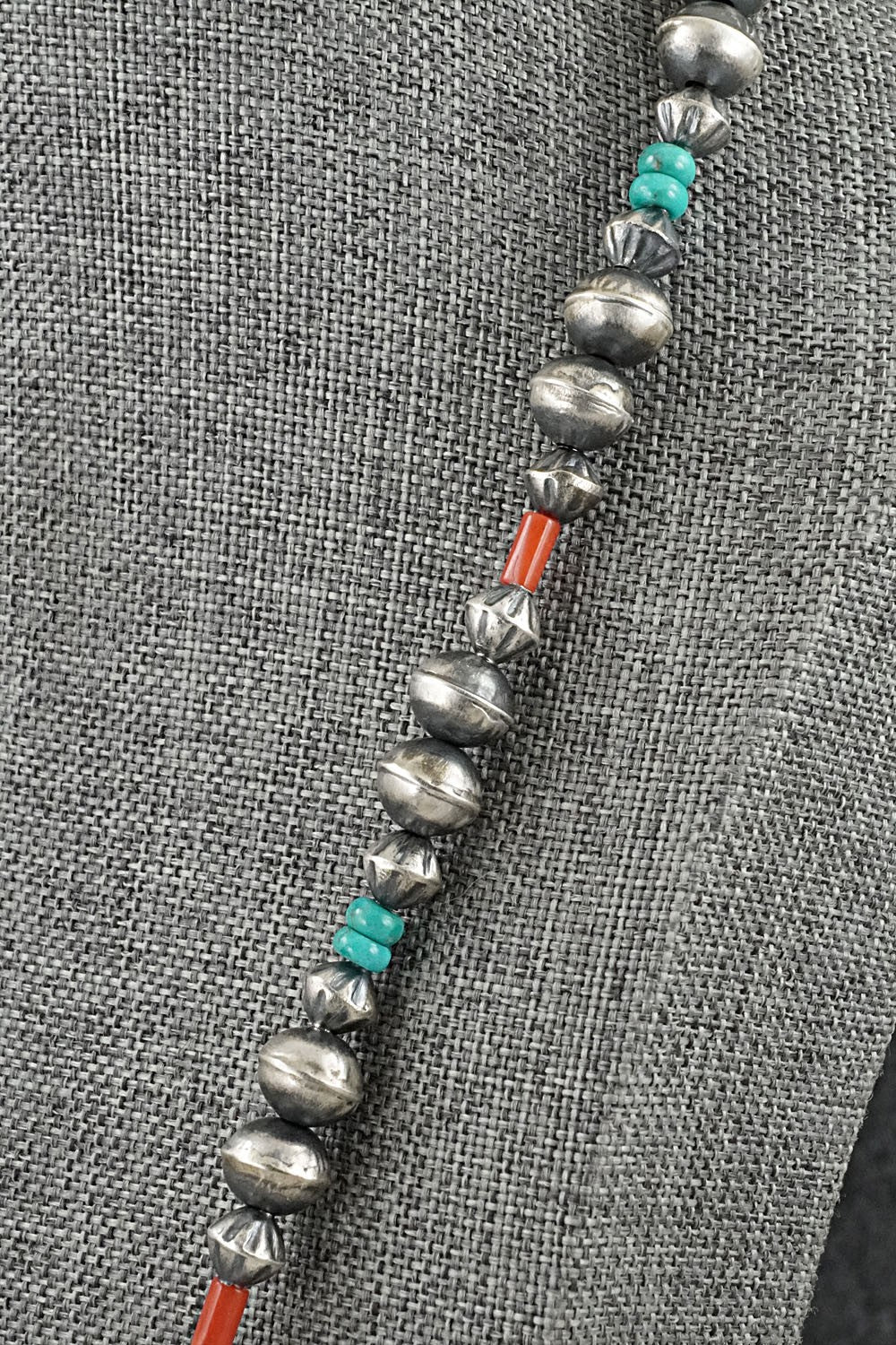Multi-Stone & Sterling Silver Navajo Pearl Necklace 20" - Vintage