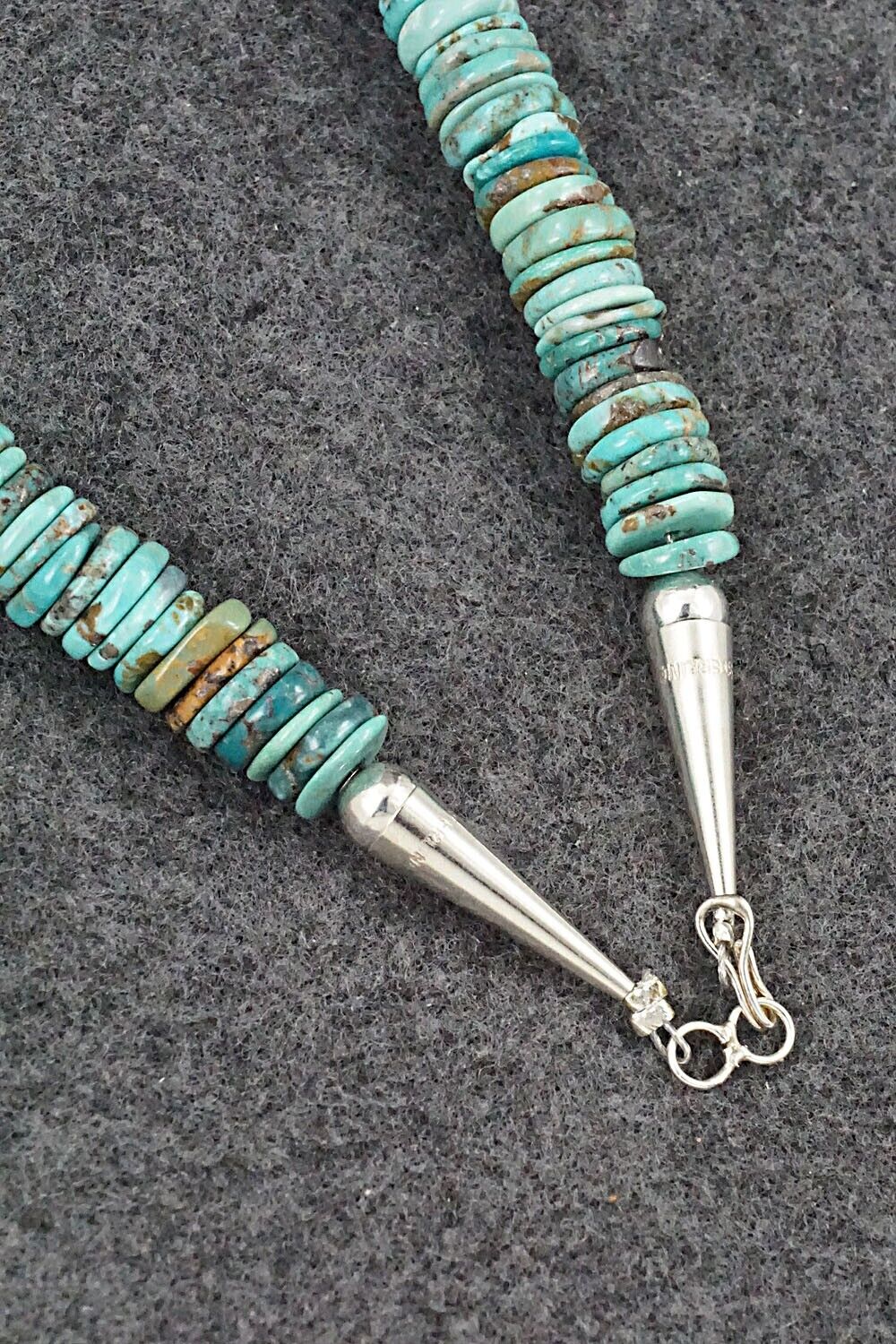 Turquoise & Sterling Silver Necklace 18" - Doreen Jake