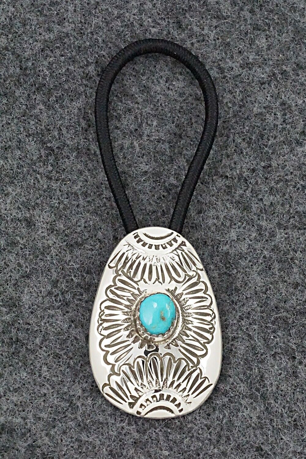 Turquoise & Sterling Silver Hair Tie - Shirley Skeets