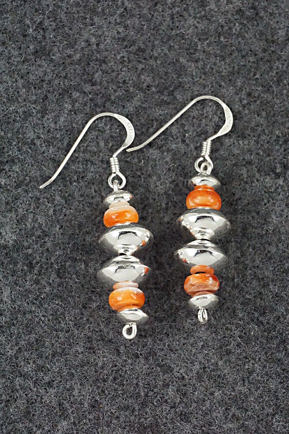 Spiny Oyster & Sterling Silver Navajo Pearl Earrings - Presley Haley