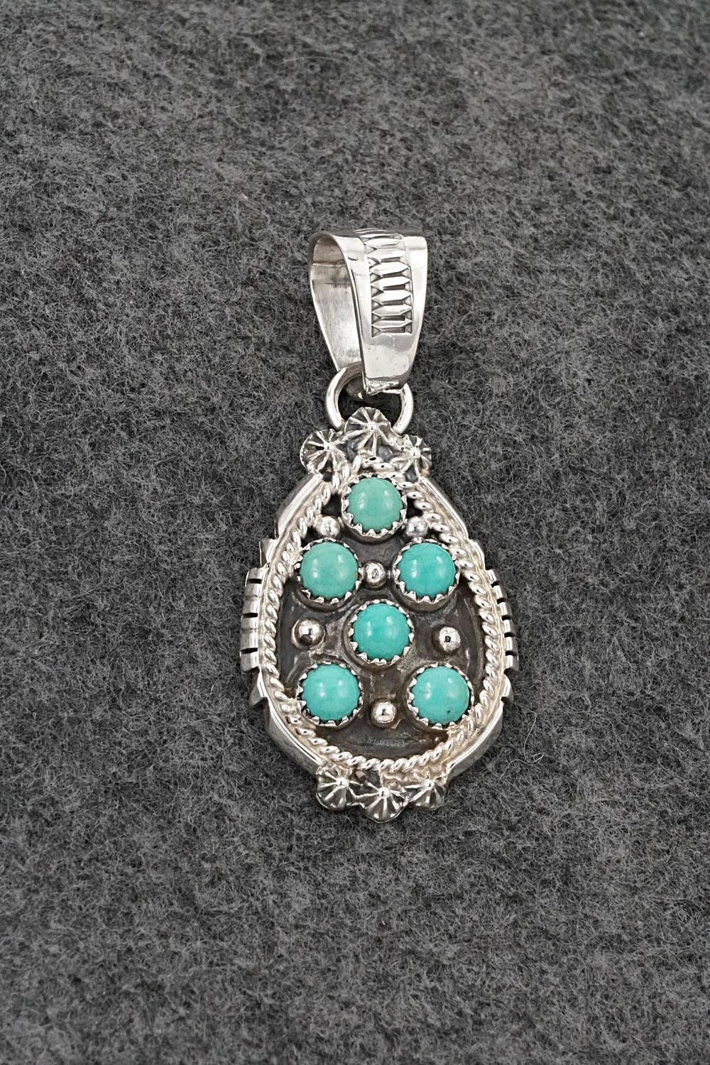 Turquoise & Sterling Silver Pendant - Kenny Lonjose