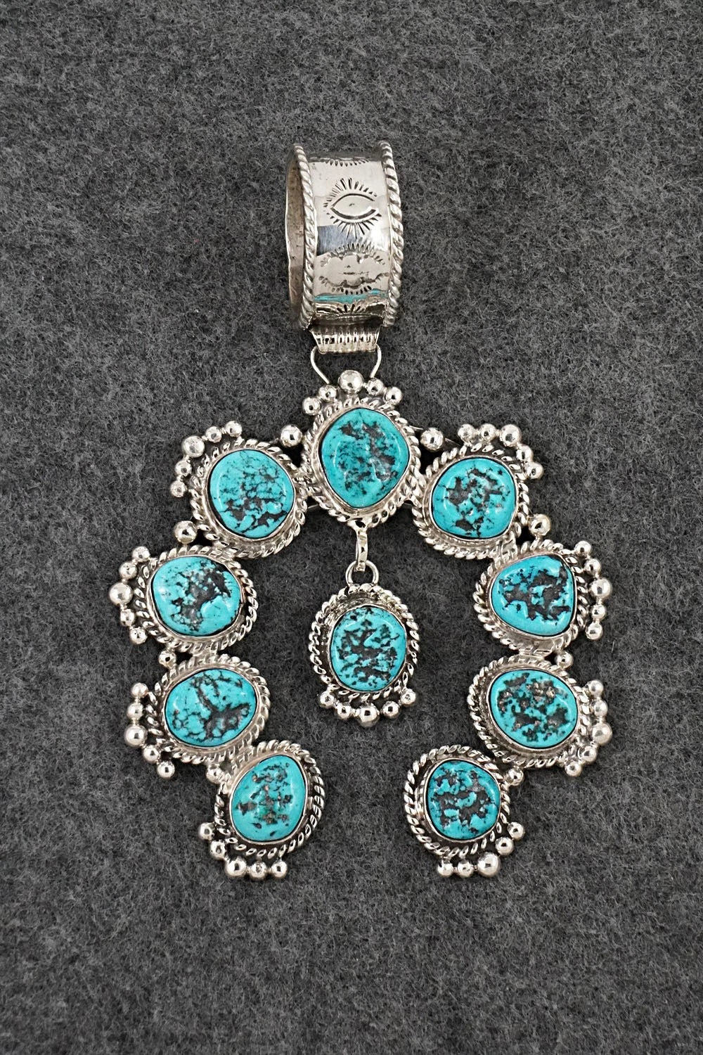 Turquoise and Sterling Silver Naja Pendant - Vernon Johnson