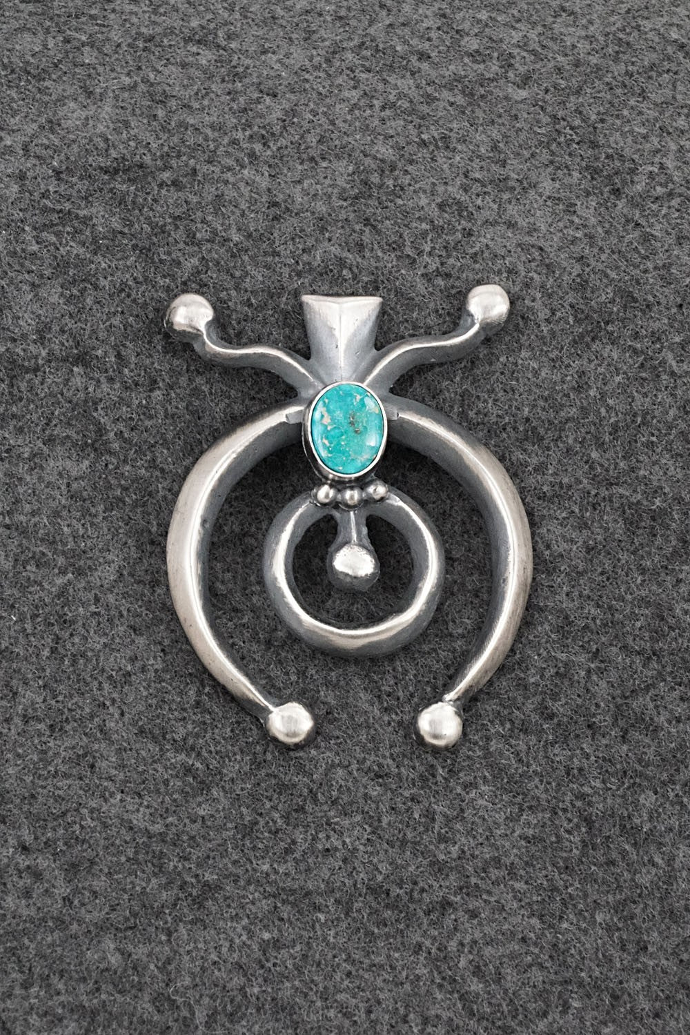 Turquoise & Sterling Silver Naja Pendant - Harrison Bitsue