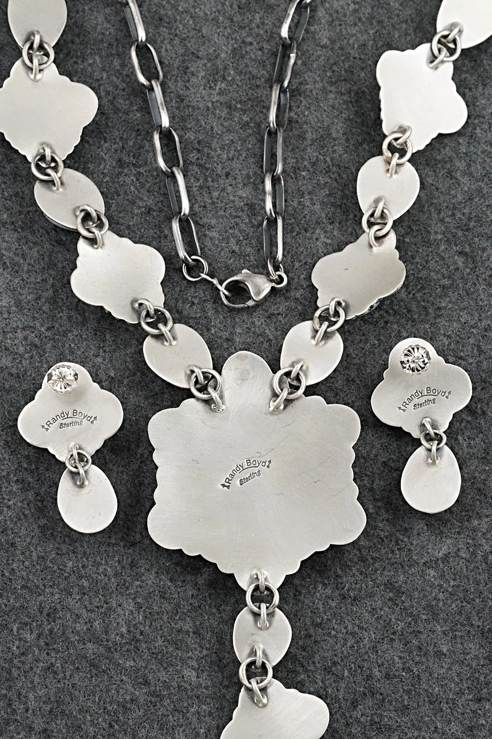 Turquoise & Sterling Silver Necklace and Earrings Set - Randy Boyd