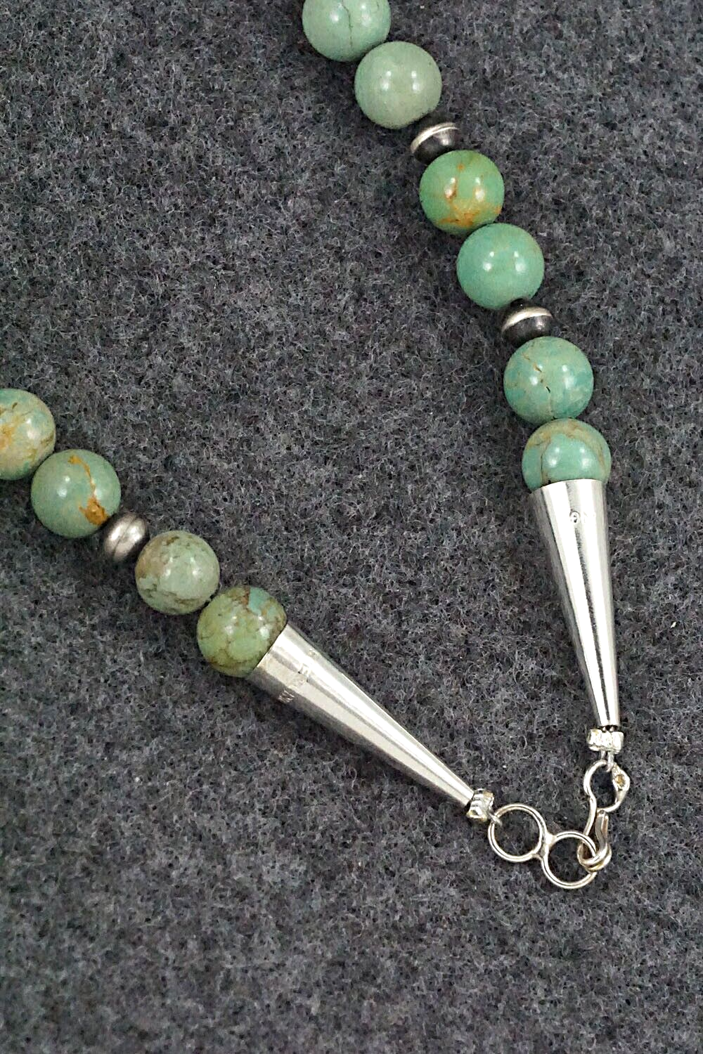 Turquoise & Sterling Silver Necklace 22" - Doreen Jake