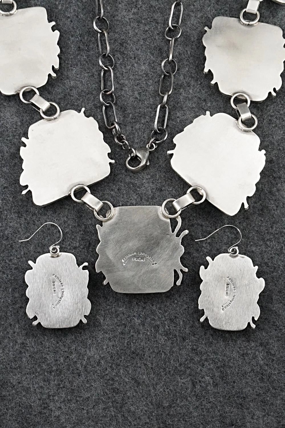 Turquoise & Sterling Silver Necklace and Earrings Set - Kathleen Livingston