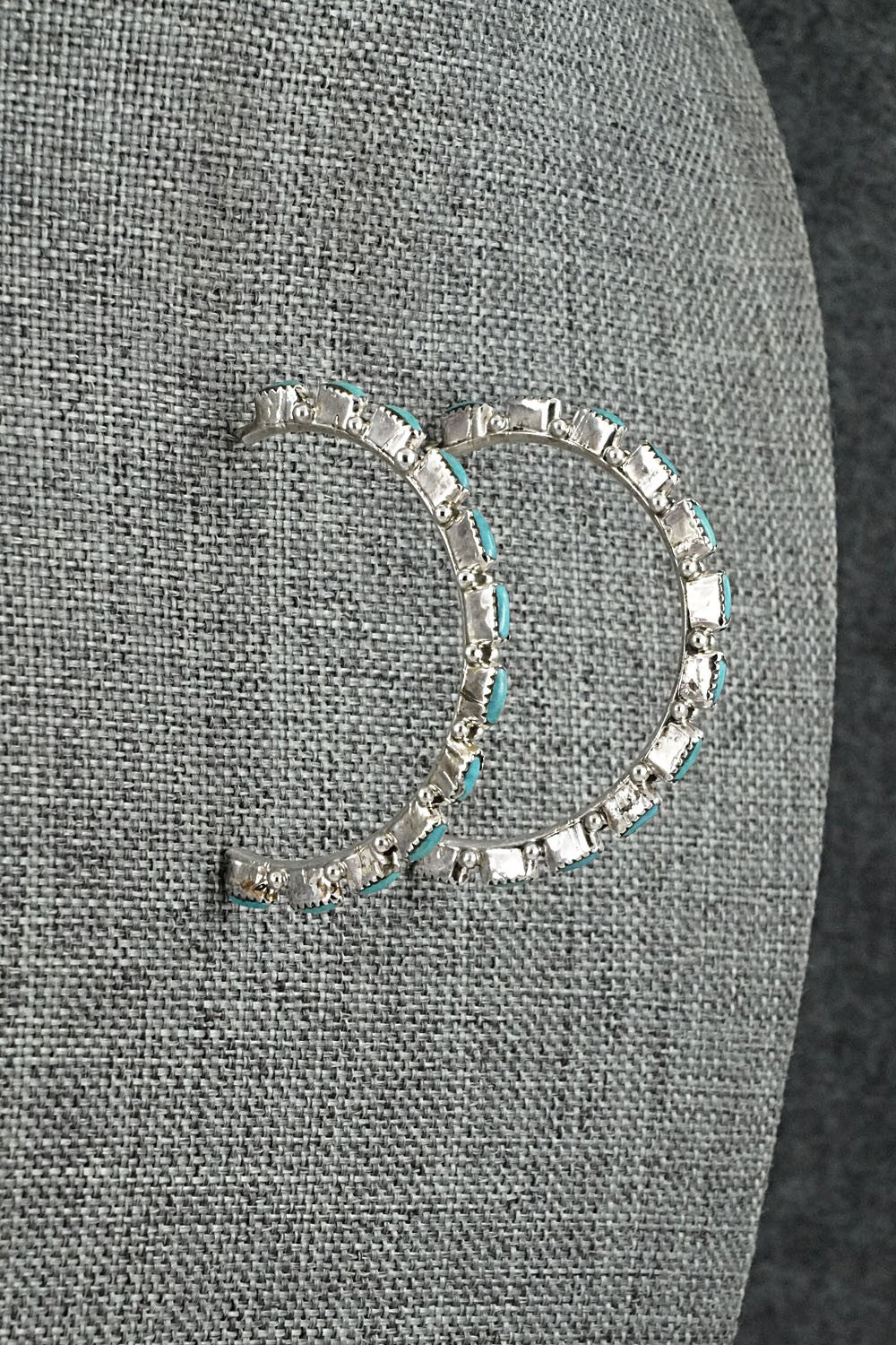 Turquoise & Sterling Silver Hoop Earrings - Aurelia Hughte