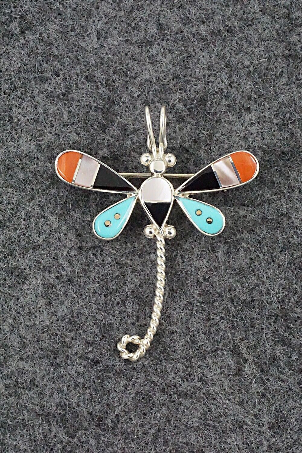 Multi Stone and Sterling Silver Pendant/Pin - Lyndon Ahiyite