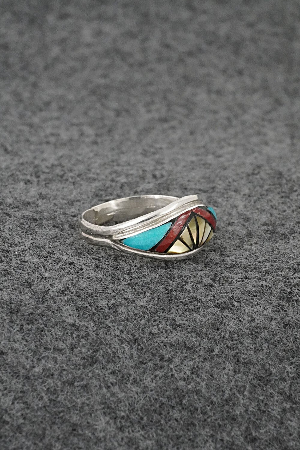 Multi-Stone & Sterling Silver Inlay Ring - Ola Eriacho - Size 8
