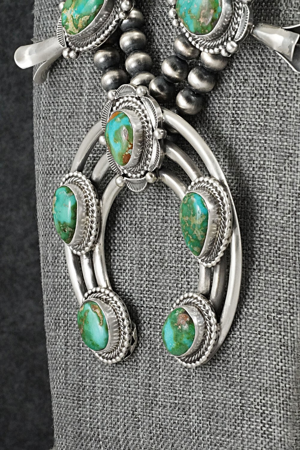Turquoise & Sterling Silver Squash Blossom Set - Tom Lewis