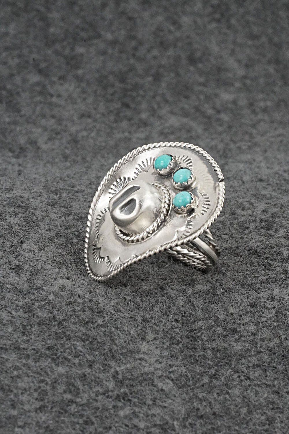 Turquoise & Sterling Silver Ring - Bobby Platero - Size 5.5