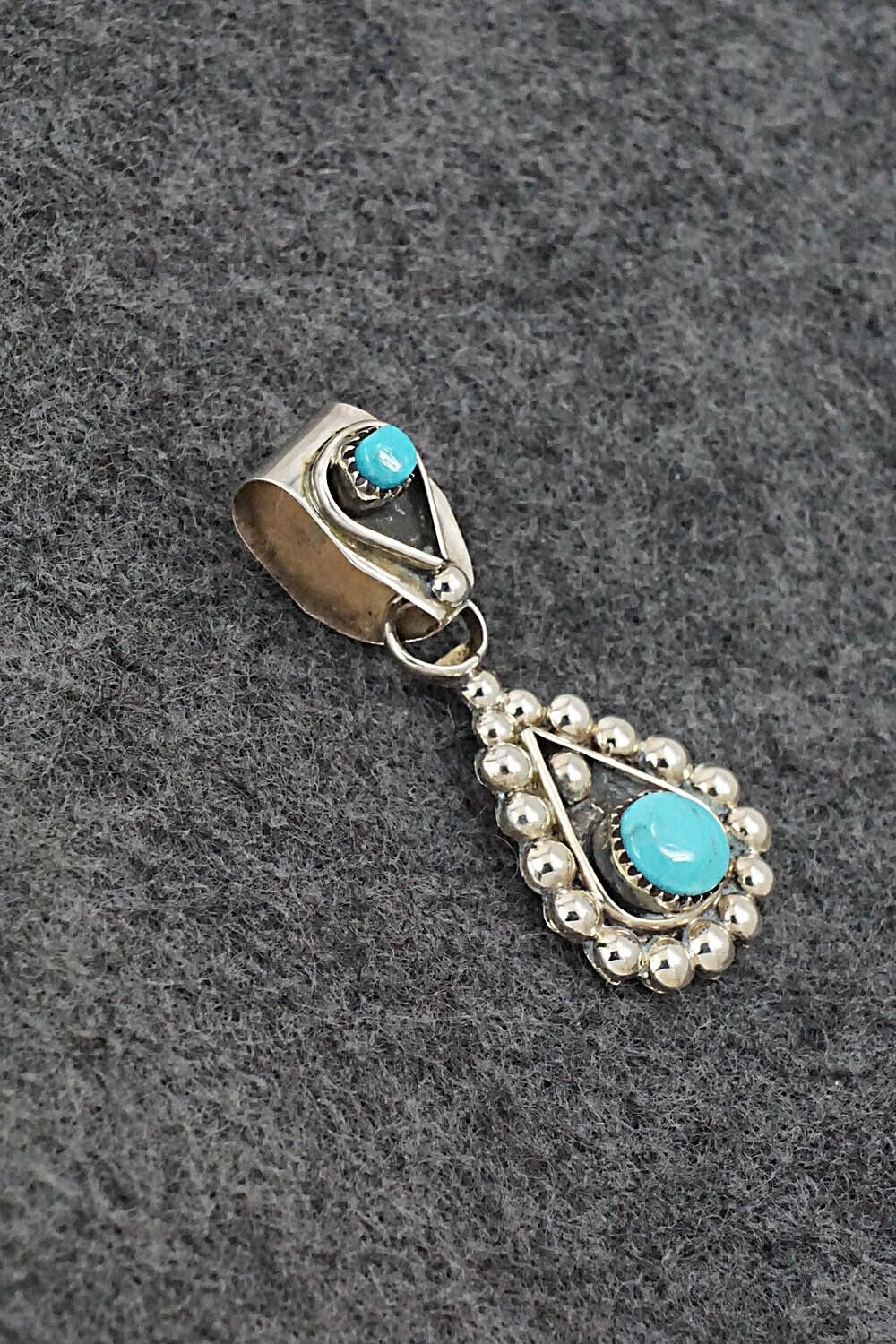Turquoise and Sterling Silver Pendant - Verdie Booqua