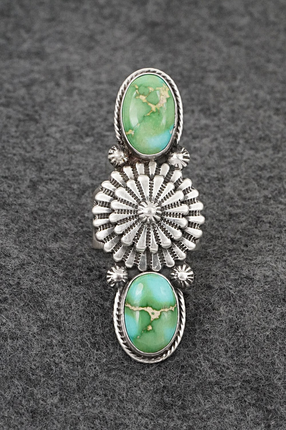 Turquoise & Sterling Silver Ring - Samuel Yellowhair - Size 7.5