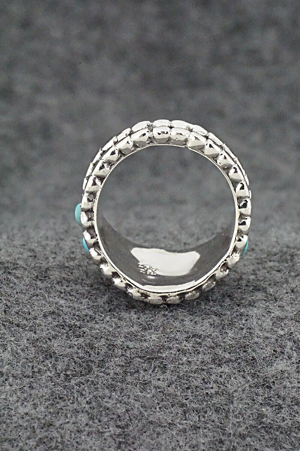 Turquoise & Sterling Silver Ring - Kenny Lonjose - Size 10
