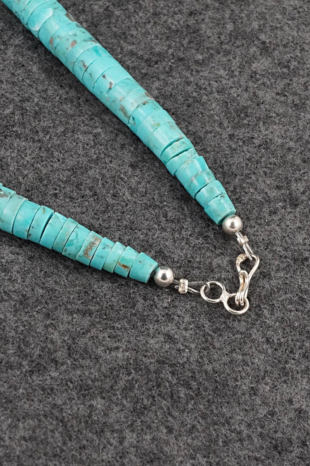 Turquoise, Spiny Oyster & Sterling Silver Necklace 21"- Lupe Lovato