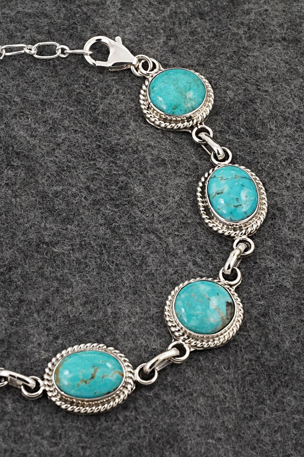 Turquoise & Sterling Silver Link Bracelet - Arlene Lewis