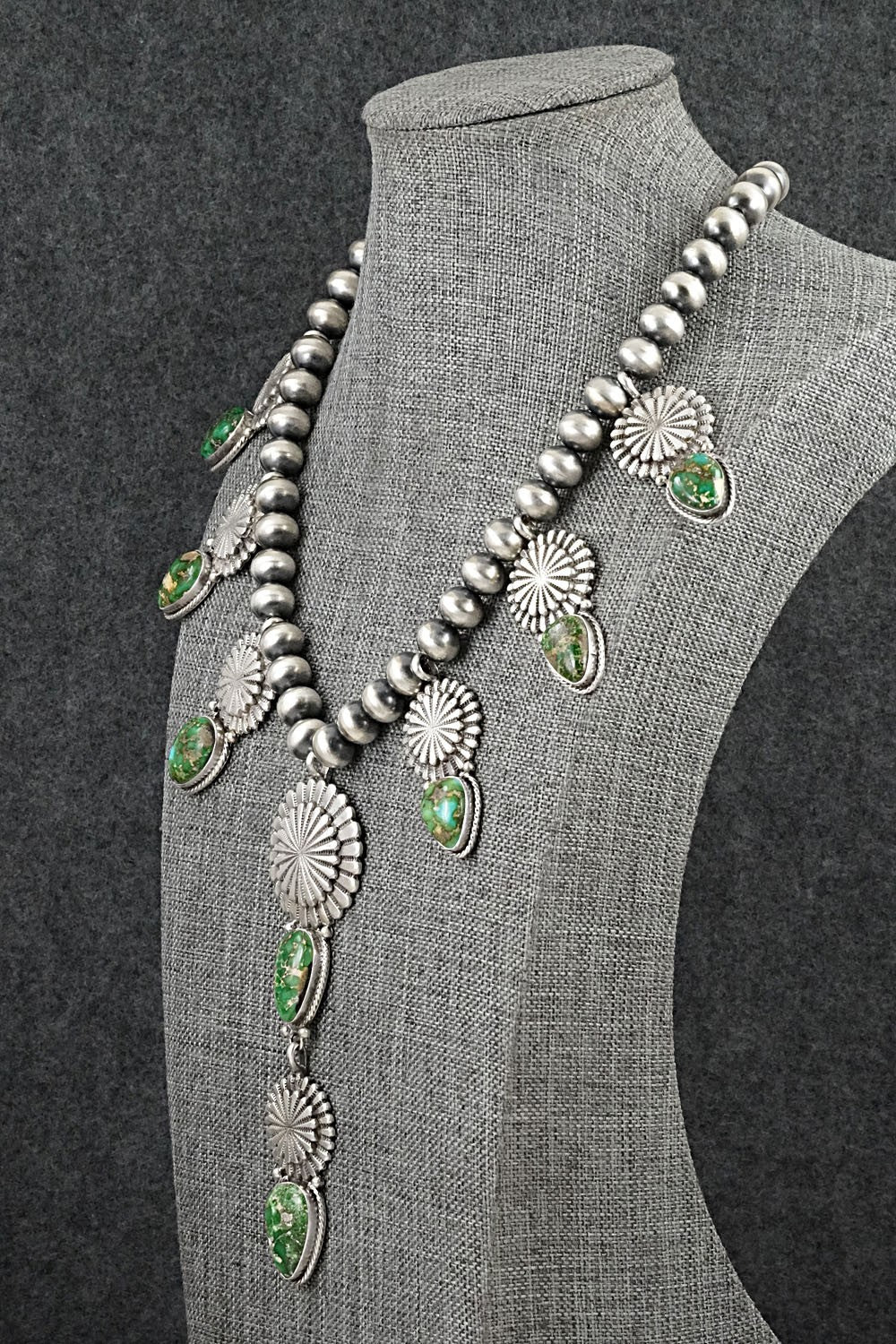 Turquoise & Sterling Silver Navajo Pearl Necklace - Adrienne Gordon