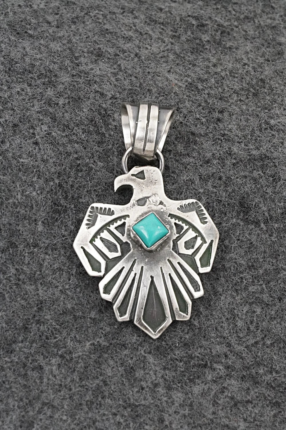 Turquoise & Sterling Silver Pendant - Jerold Joe