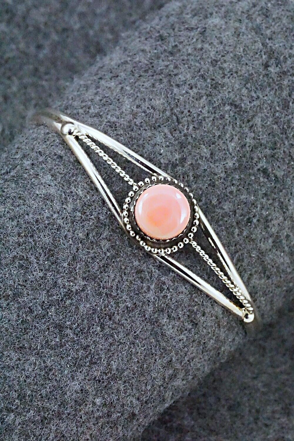 Pink Conch Shell & Sterling Silver Bracelet - Esther White