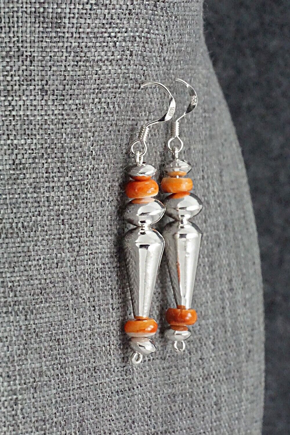 Spiny Oyster & Sterling Silver Navajo Pearl Earrings - Presley Haley