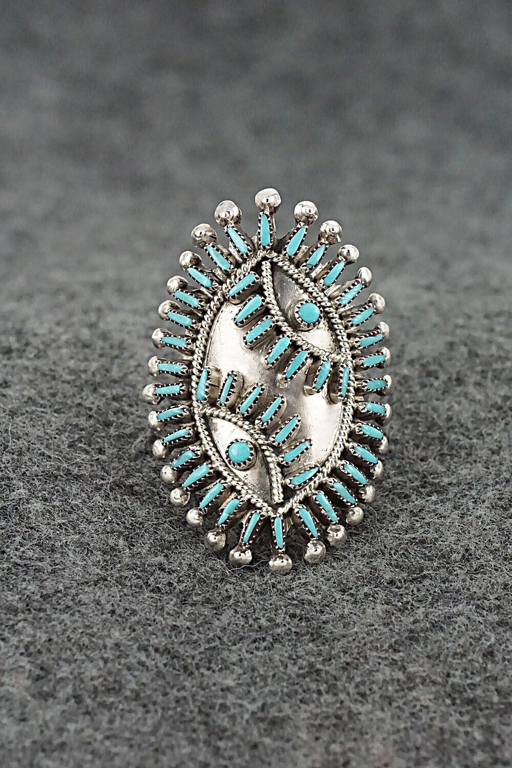 Turquoise & Sterling Silver Ring - Vincent Johnson - Size 7.75