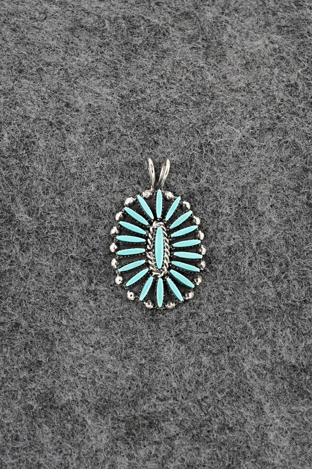 Turquoise & Sterling Silver Pendant - Fritzon Owaleon